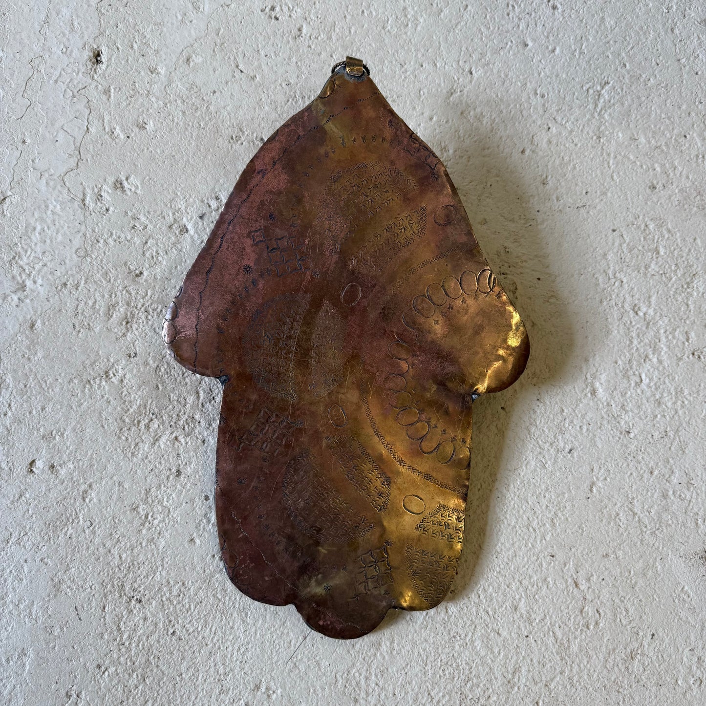 Large Moroccan Brass & Glass Hamsa Amulet | No. 3