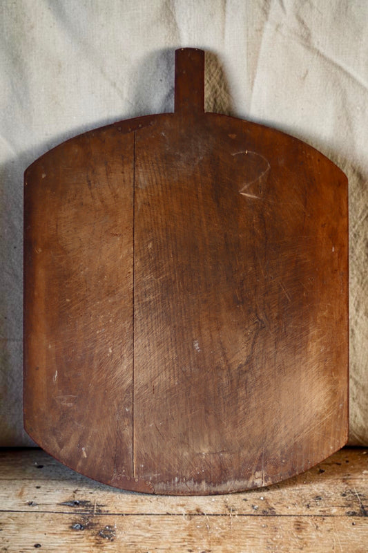 Large Antique French Bread Board with Iron Repairs