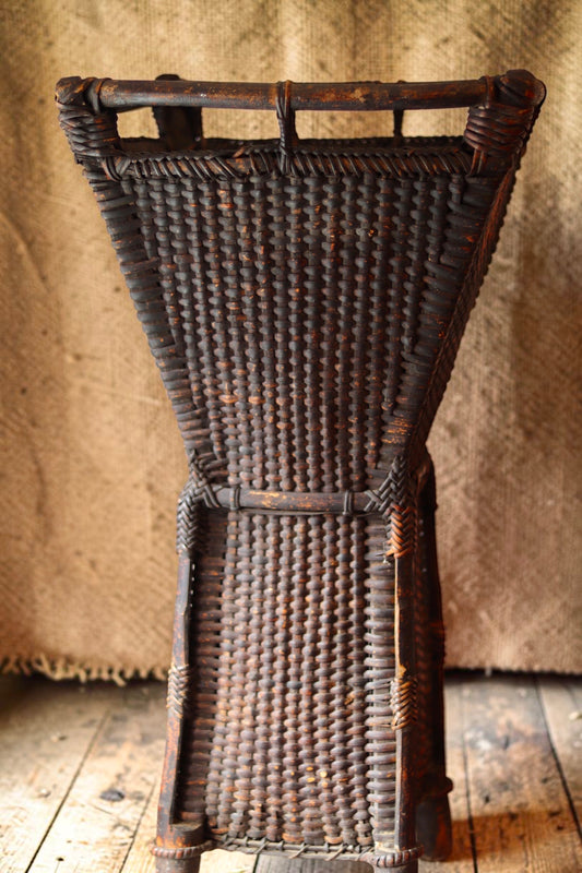 Vintage Southeast Asian Raised Storage Basket