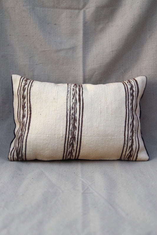 Moroccan Cushion Cover | Cream & Brown Patterned Stripe