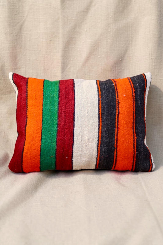 Moroccan Cushion Cover | Red, Orange & Green Stripe