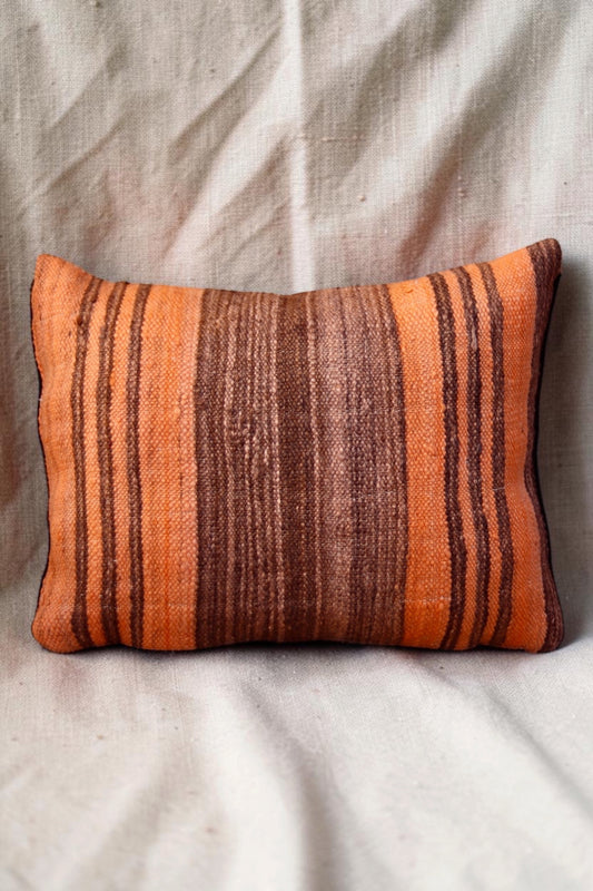 Moroccan Cushion Cover | Orange & Brown Stripe
