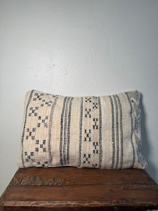 Medium Hand-Woven Hanbel Cushion Cover | Ivory Tribal Chevron No. 2