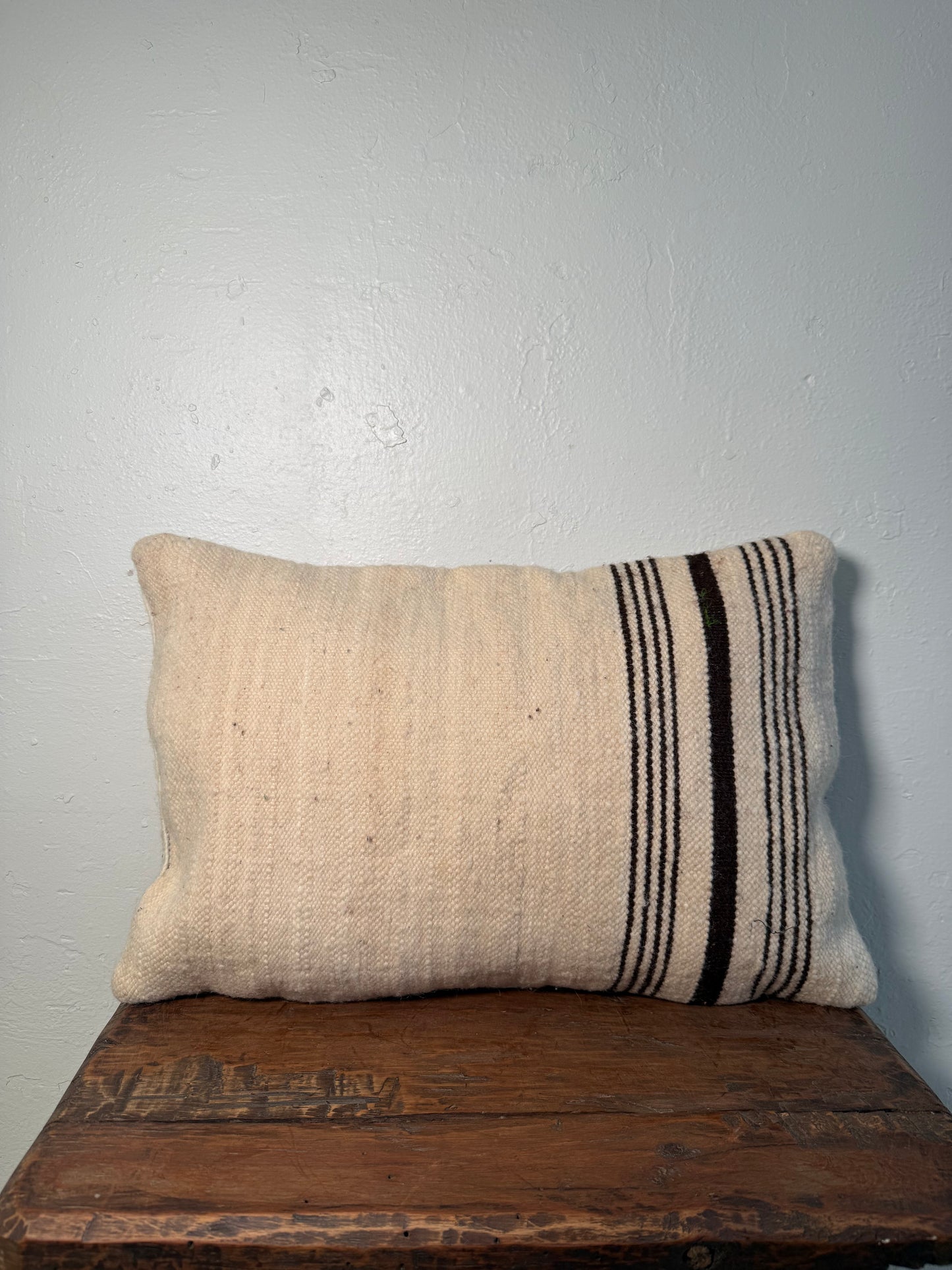 Medium Hand-Woven Hanbel Cushion Cover | Ivory Tribal Chevron No. 2