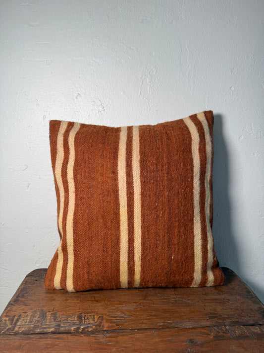 Small Hand-Woven Hanbel Cushion Cover | Rust Wool Stripe No. 2