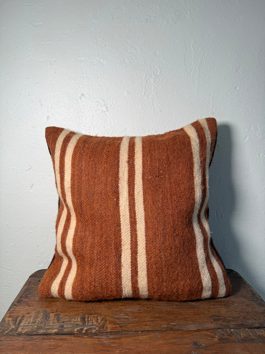 Small Hand-Woven Hanbel Cushion Cover | Rust Wool Stripe No. 1