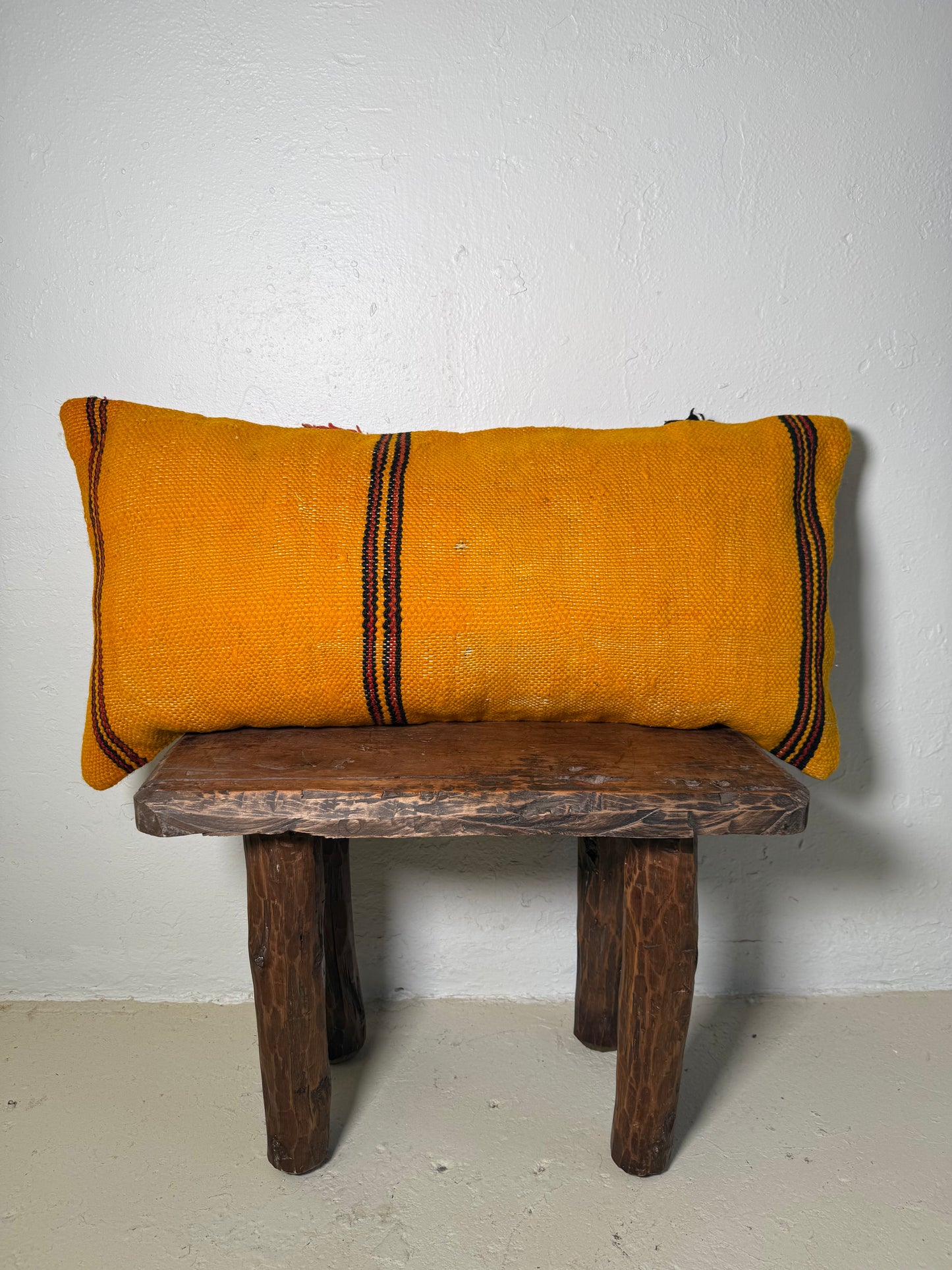 Large Hand-Woven Hanbel Cushion Cover | Ochre Stripe Lumbar