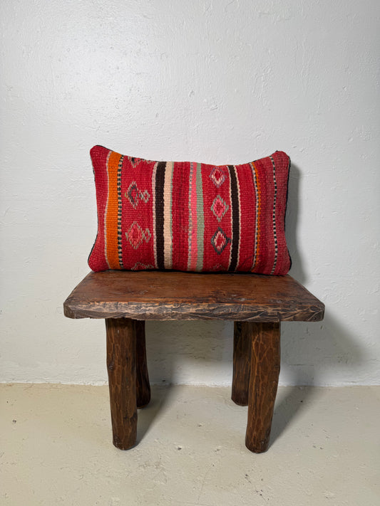 Medium Hand-Woven Hanbel Cushion Cover | Red Diamond Stripe No. 1