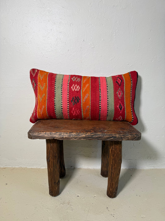 Medium Hand-Woven Hanbel Cushion Cover | Red Diamond Stripe No. 2