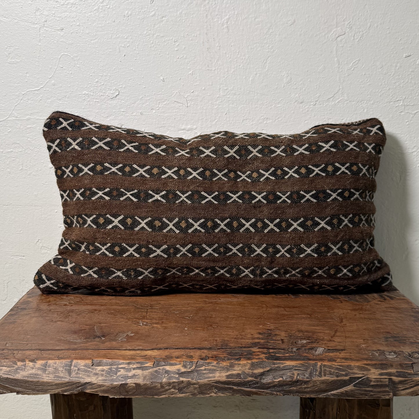 Small Hand-Woven Hanbel Cushion Cover | Brown Stripe Lumbar No. 2