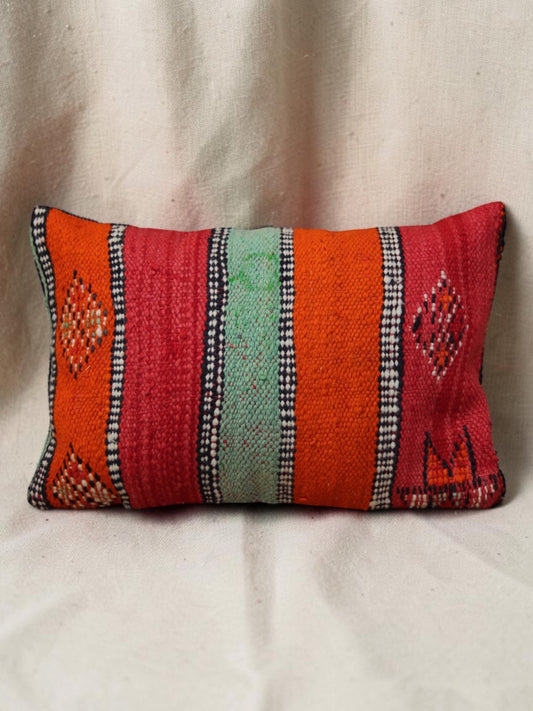 Moroccan Cushion Cover | Red, Orange & Mint Stripe