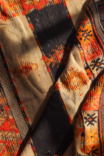 Antique Hanbel Rug | Charcoal & Terracotta with Diamond Motifs