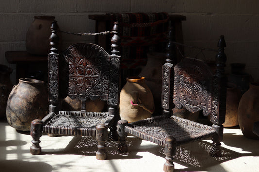 Near Pair of 19th Century Swat Valley Pidha Chairs