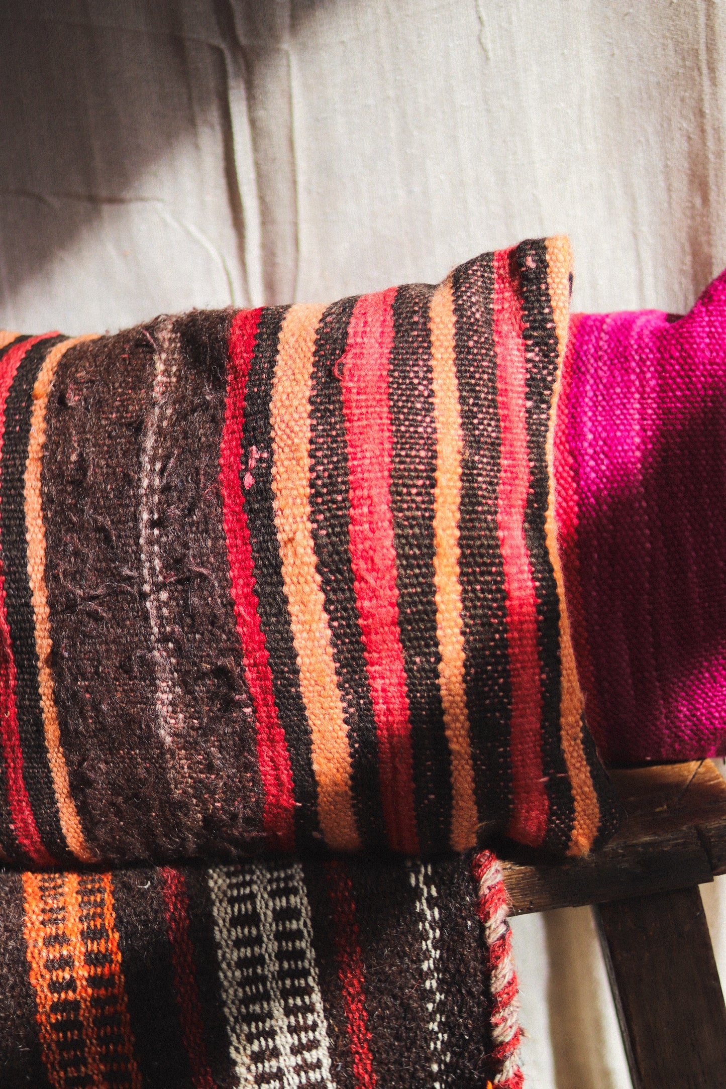 Small Hand-Woven Hanbel Cushion Cover | Red & Camel Stripe No. 2