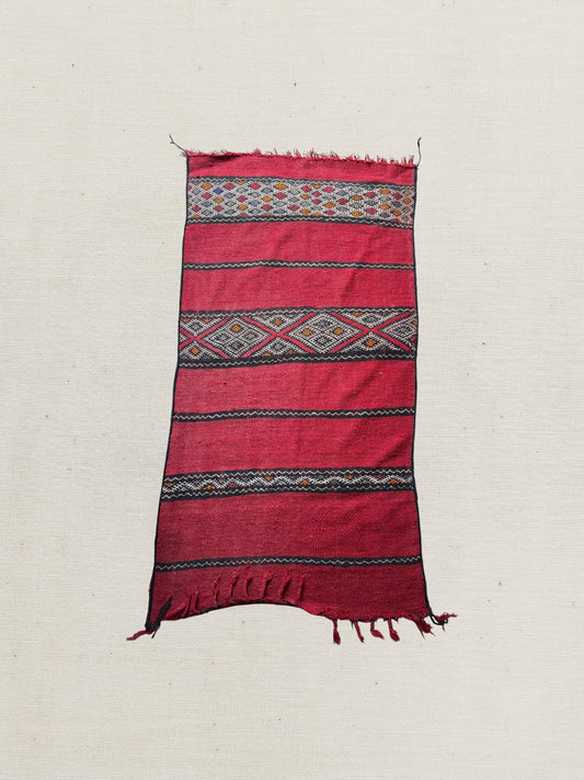 Vintage Hanbel Rug | Red With Tribal Bands