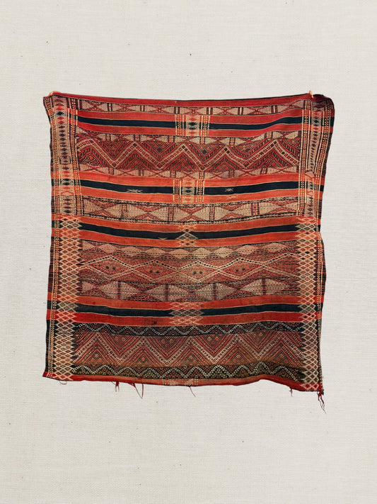 Vintage Hanbel Rug | Red with Charcoal & Ivory Geometric Motifs