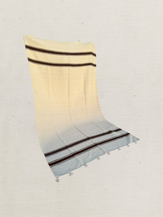 Handwoven Hanbel Rug | Natural with Brown Stripe