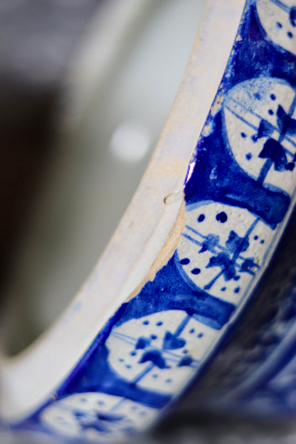 Antique Moroccan Blue & White Jubbana Storage Jar