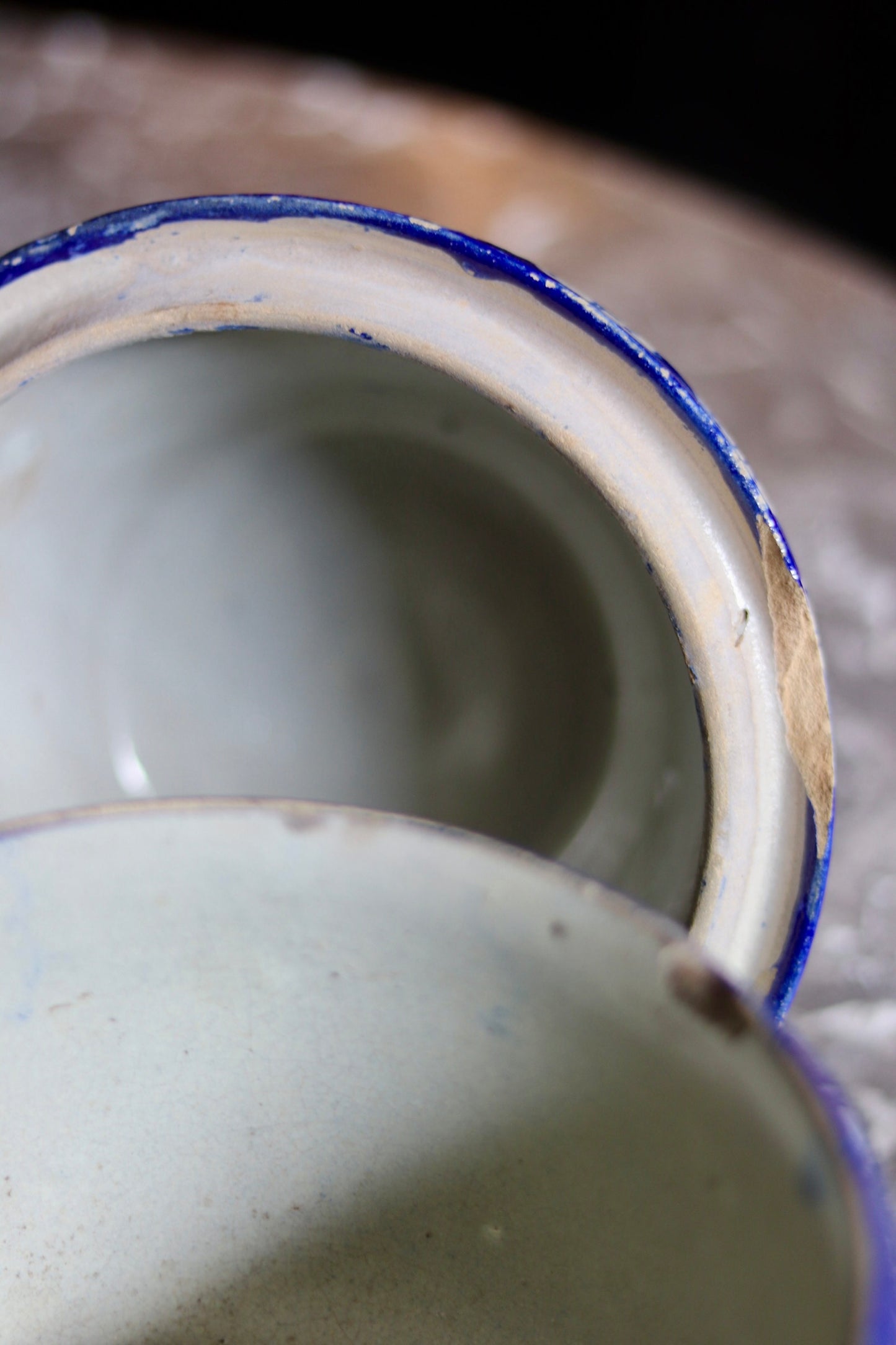 Antique Moroccan Blue & White Jubbana Storage Jar