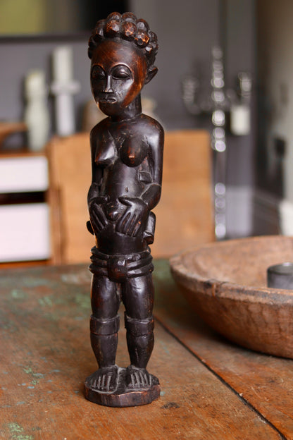Vintage African Mother & Child Carved Wooden Figure