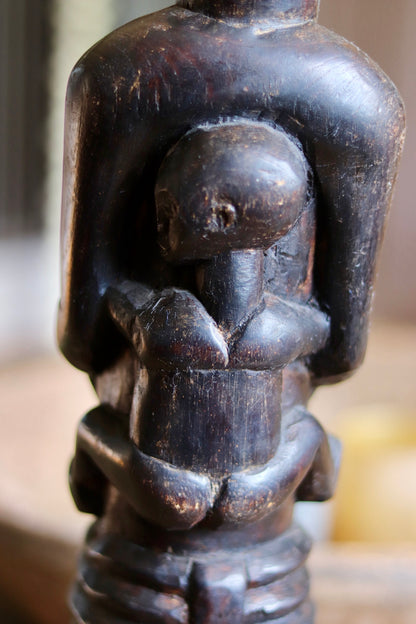 Vintage African Mother & Child Carved Wooden Figure