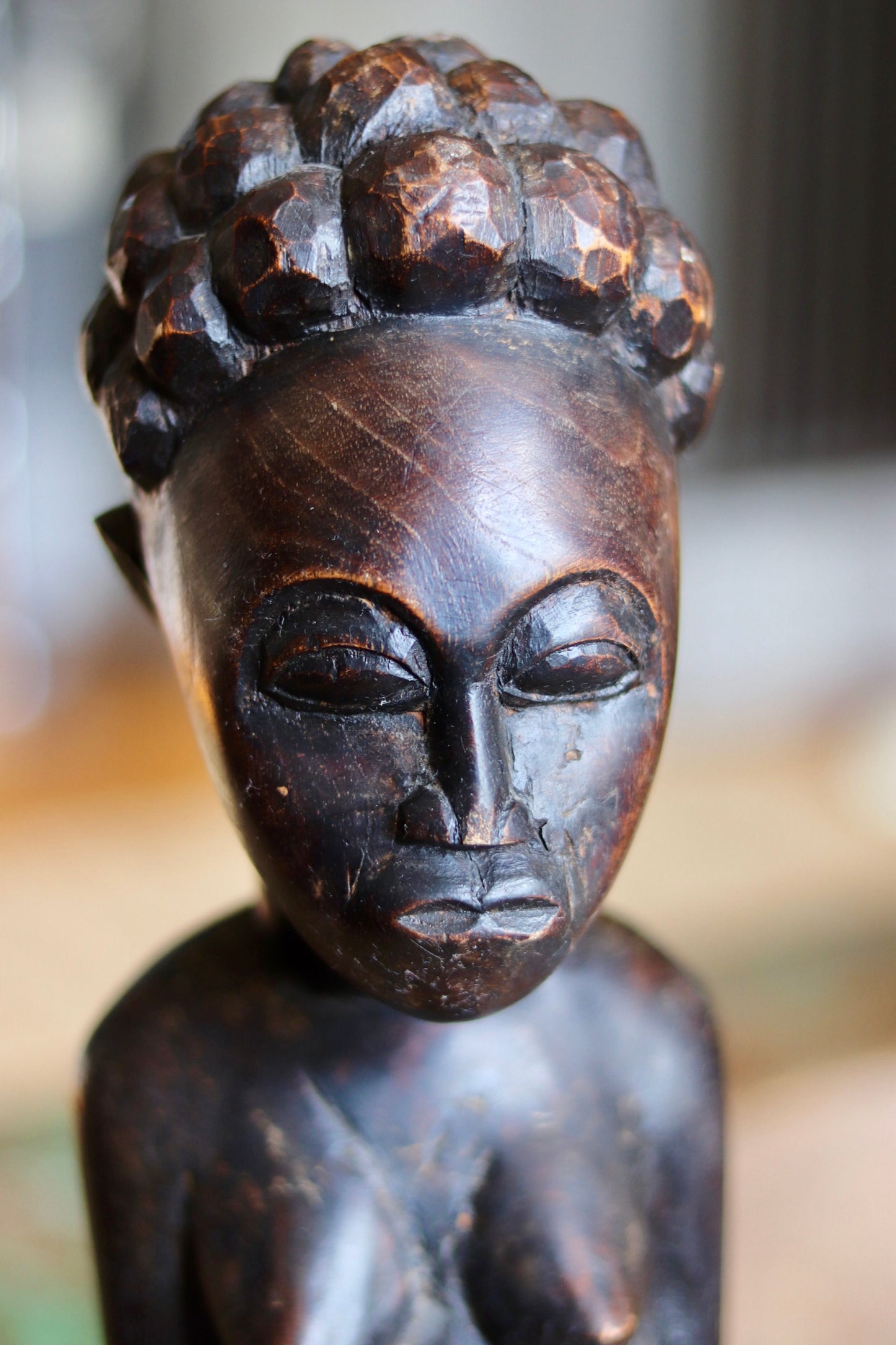 Vintage African Mother & Child Carved Wooden Figure