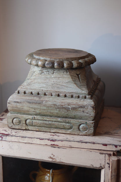 Antique Hand Carved Wooden Pedestal Stand