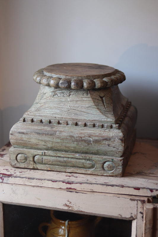 Antique Hand Carved Wooden Pedestal Stand