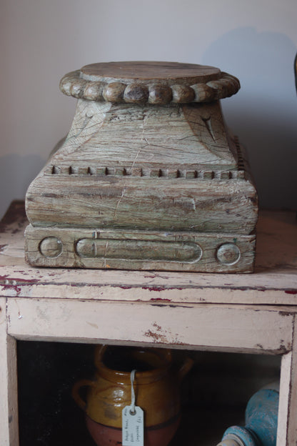 Antique Hand Carved Wooden Pedestal Stand