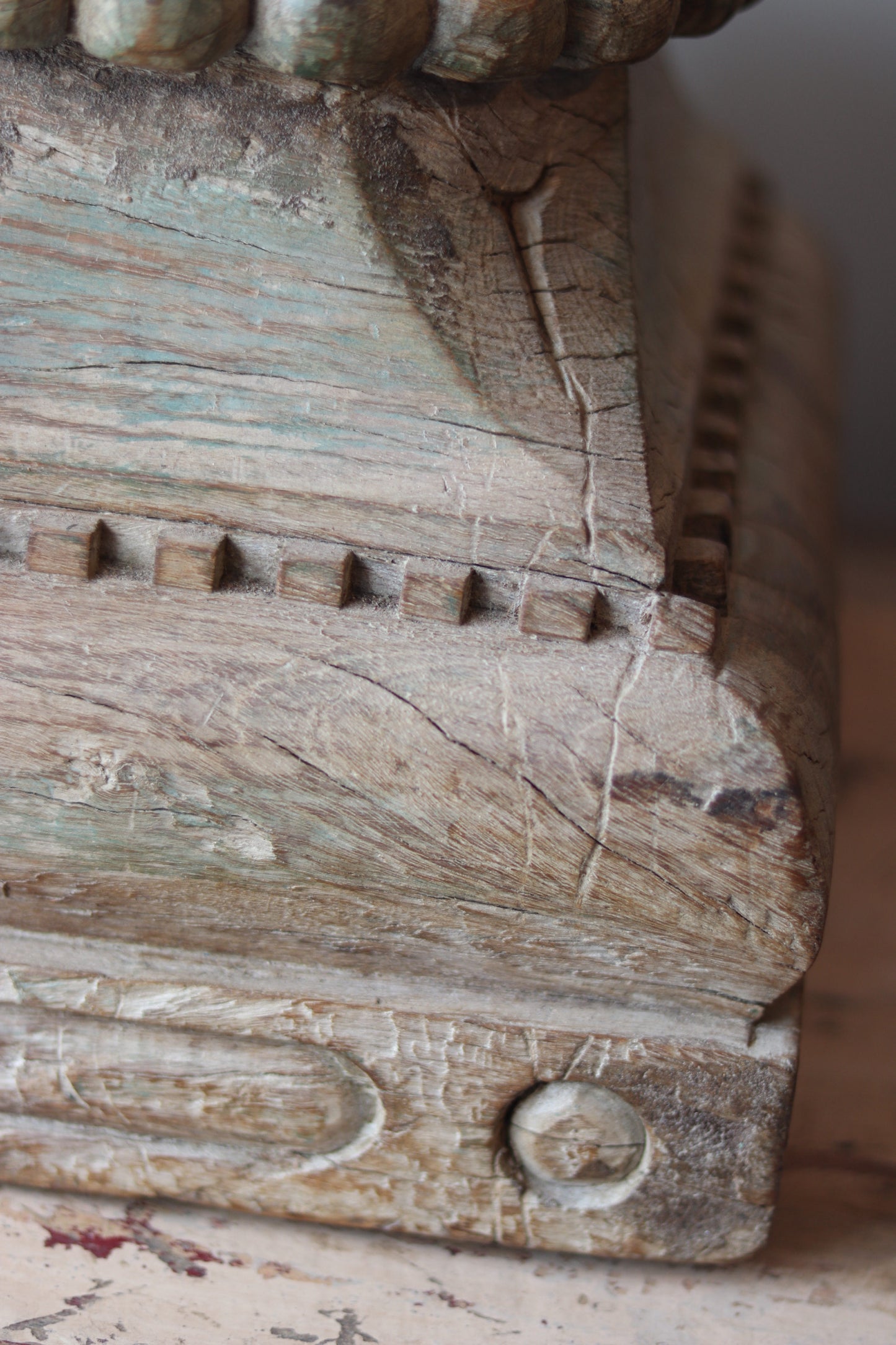 Antique Hand Carved Wooden Pedestal Stand