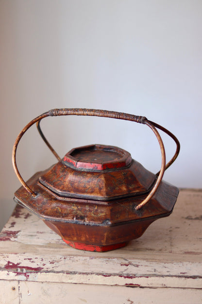 Antique Chinese Lacquered Wedding Basket