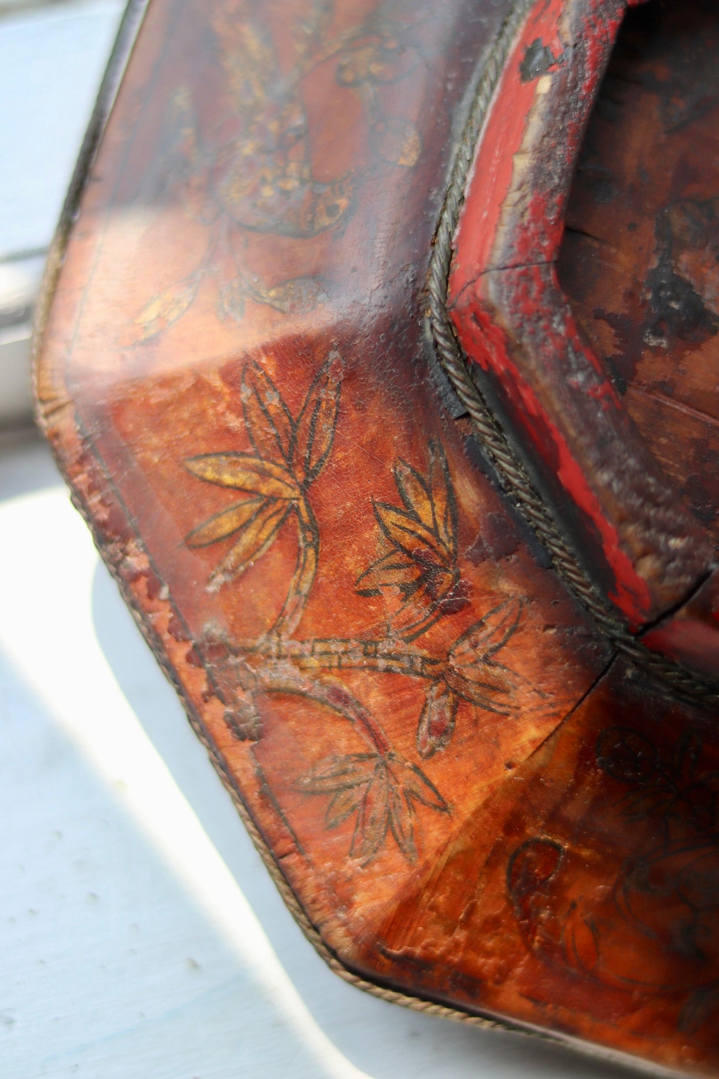 Antique Chinese Lacquered Wedding Basket