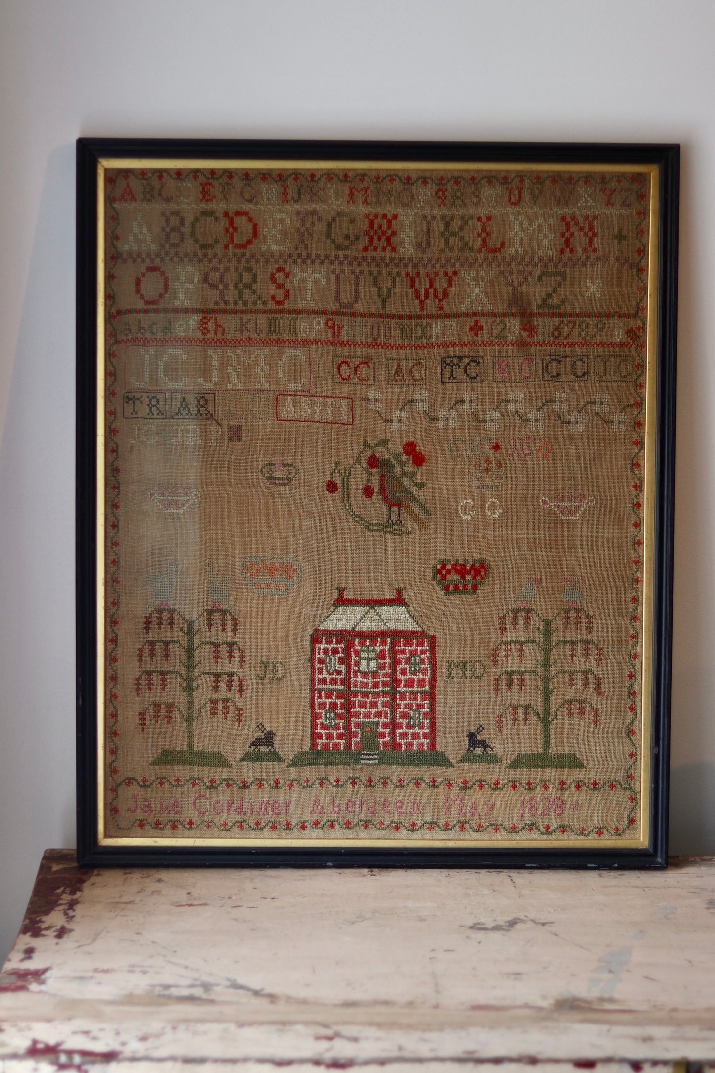 Scottish Needlework Sampler by Jane Cordiner, Aberdeen, 1828