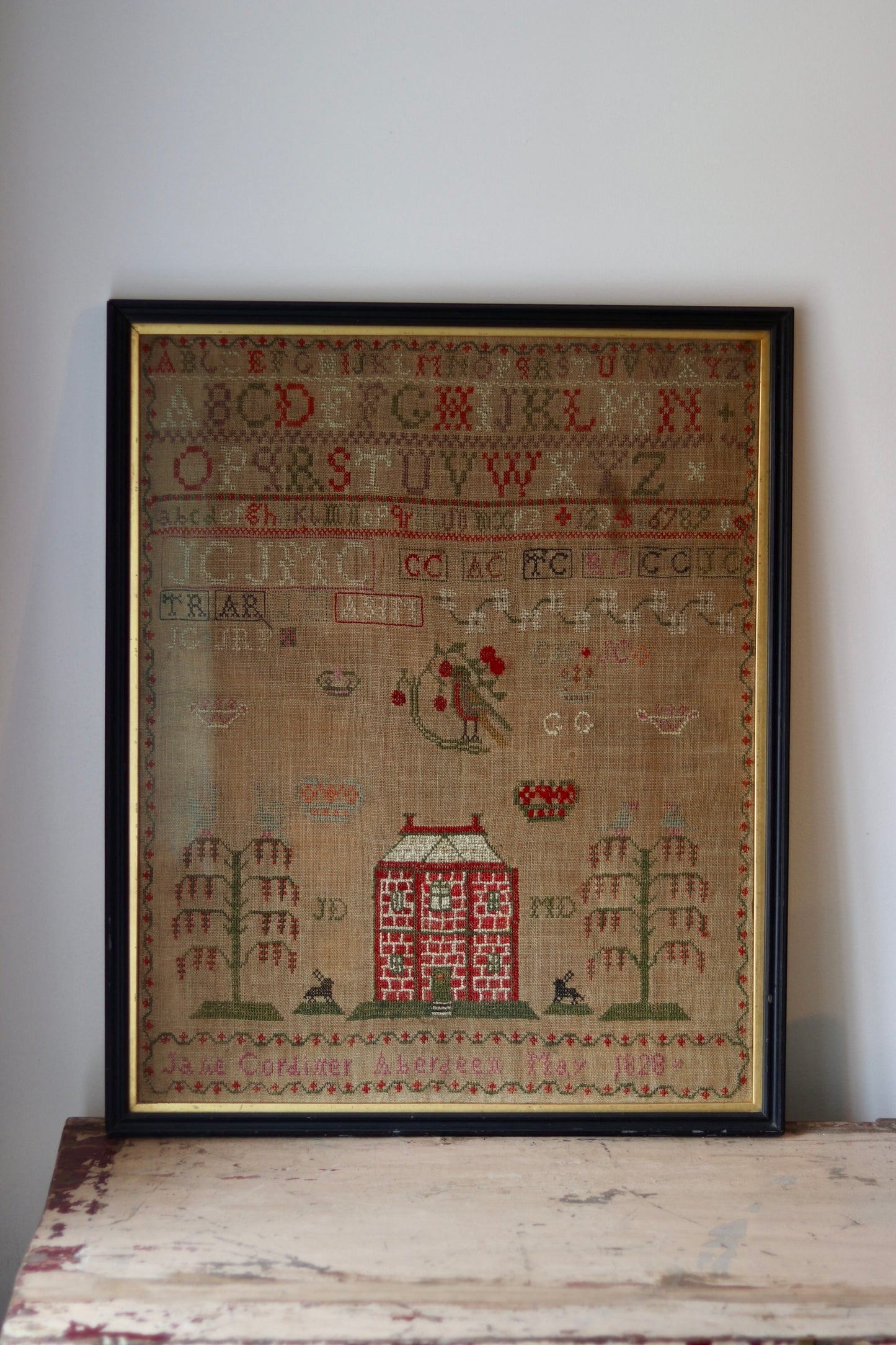 Scottish Needlework Sampler by Jane Cordiner, Aberdeen, 1828