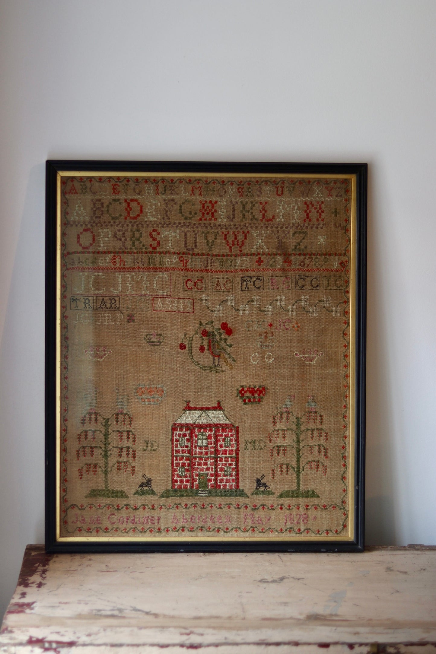 Scottish Needlework Sampler by Jane Cordiner, Aberdeen, 1828