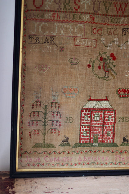 Scottish Needlework Sampler by Jane Cordiner, Aberdeen, 1828