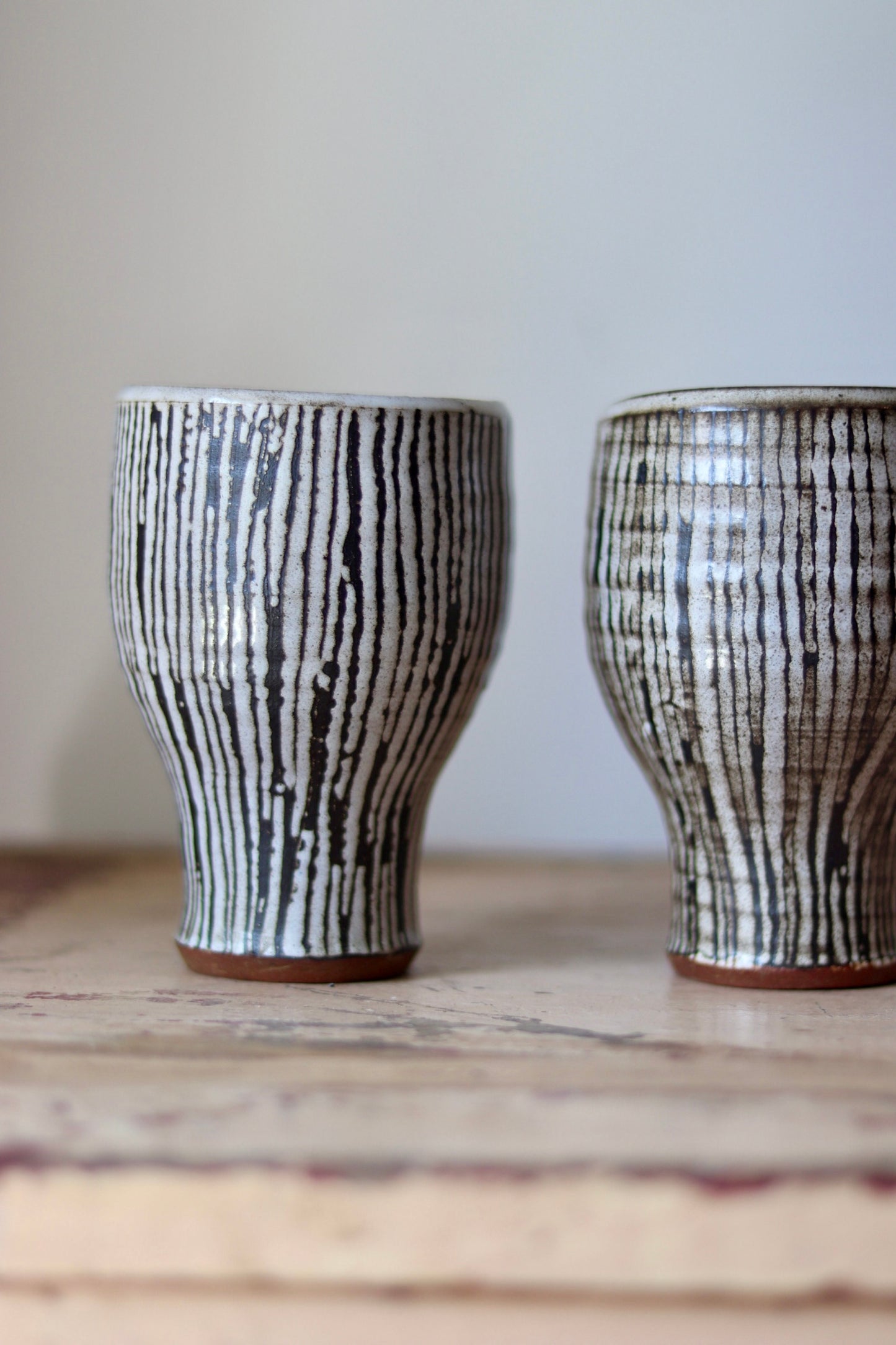 Vintage Japanese Studio Pottery Yunomi Tea Cups