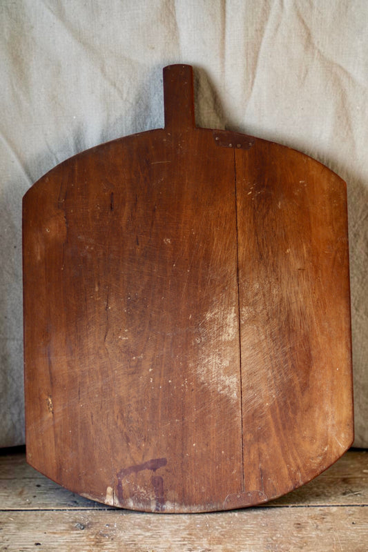 Large Antique French Bread Board with Iron Repairs