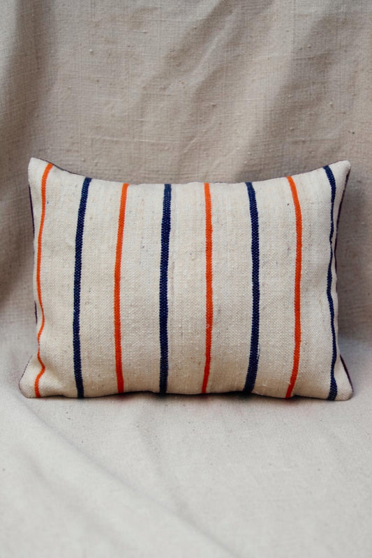 Moroccan Cushion Cover | Navy & Orange Stripe