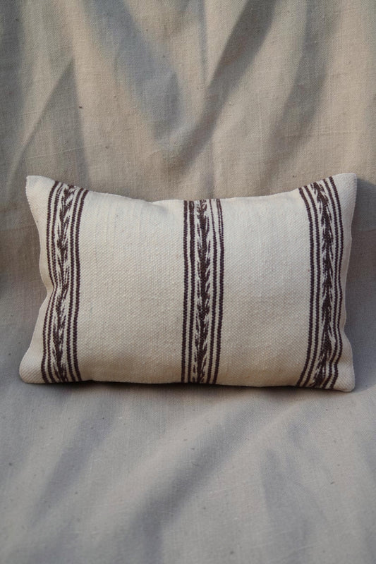 Moroccan Cushion Cover | Cream & Brown Patterned Stripe
