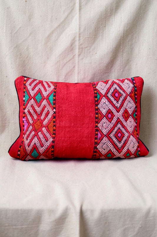 Moroccan Cushion Cover | Red & Pink Geometric
