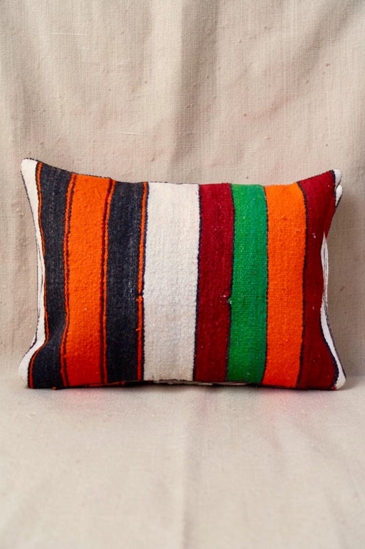 Moroccan Cushion Cover | Red, Orange & Green Stripe
