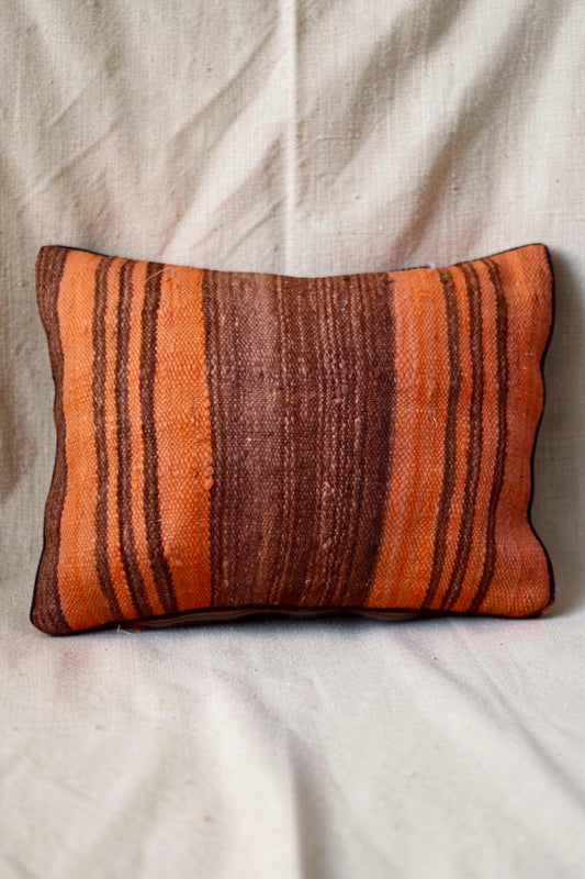 Moroccan Cushion Cover | Orange & Brown Stripe