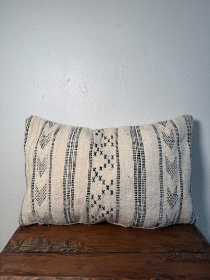 Medium Hand-Woven Hanbel Cushion Cover | Ivory Tribal Chevron No. 1