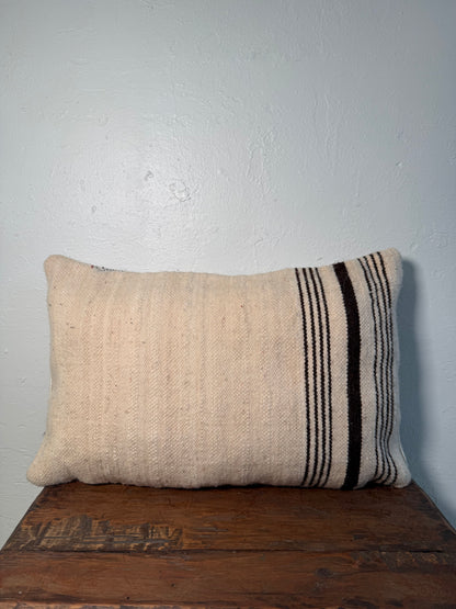Medium Hand-Woven Hanbel Cushion Cover | Ivory Tribal Chevron No. 1