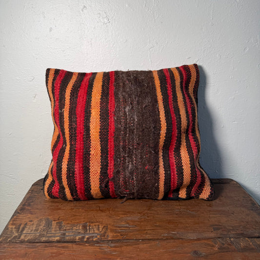 Small Hand-Woven Hanbel Cushion Cover | Red & Camel Stripe No. 2