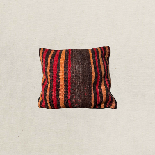 Small Hand-Woven Hanbel Cushion Cover | Red & Camel Stripe No. 2