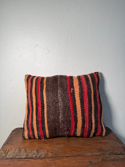 Small Hand-Woven Hanbel Cushion Cover | Red & Camel Stripe No. 1