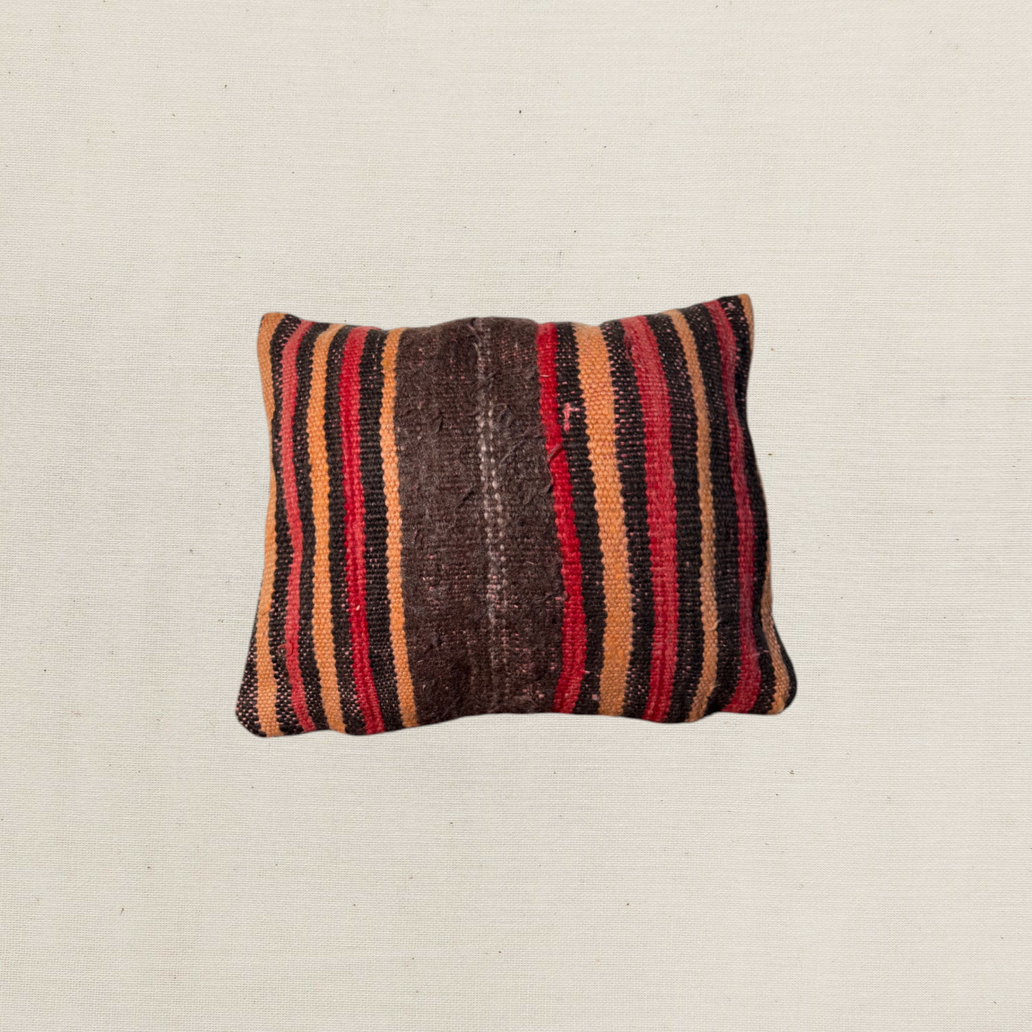 Small Hand-Woven Hanbel Cushion Cover | Red & Camel Stripe No. 1