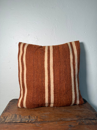 Small Hand-Woven Hanbel Cushion Cover | Rust Wool Stripe No. 2